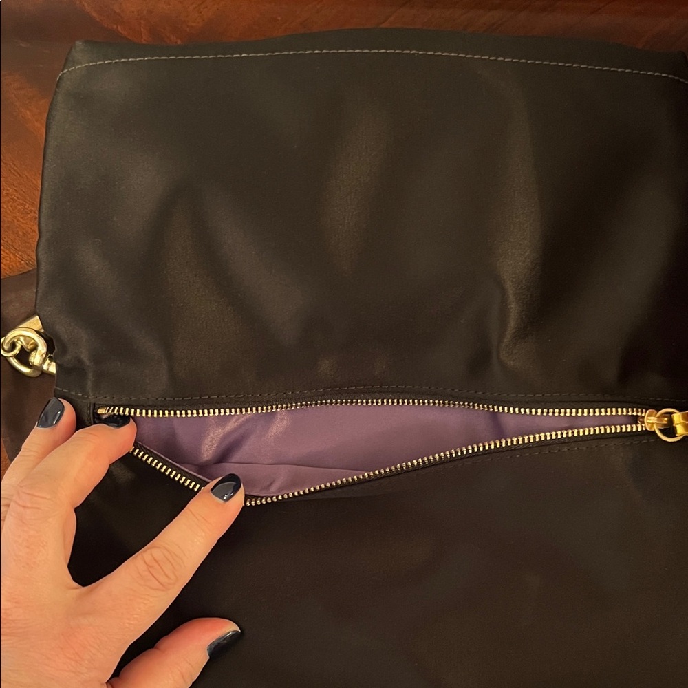Vintage Coach Purse Black and Gold Satin Evening Bag with Chain - Picture 5 of 6